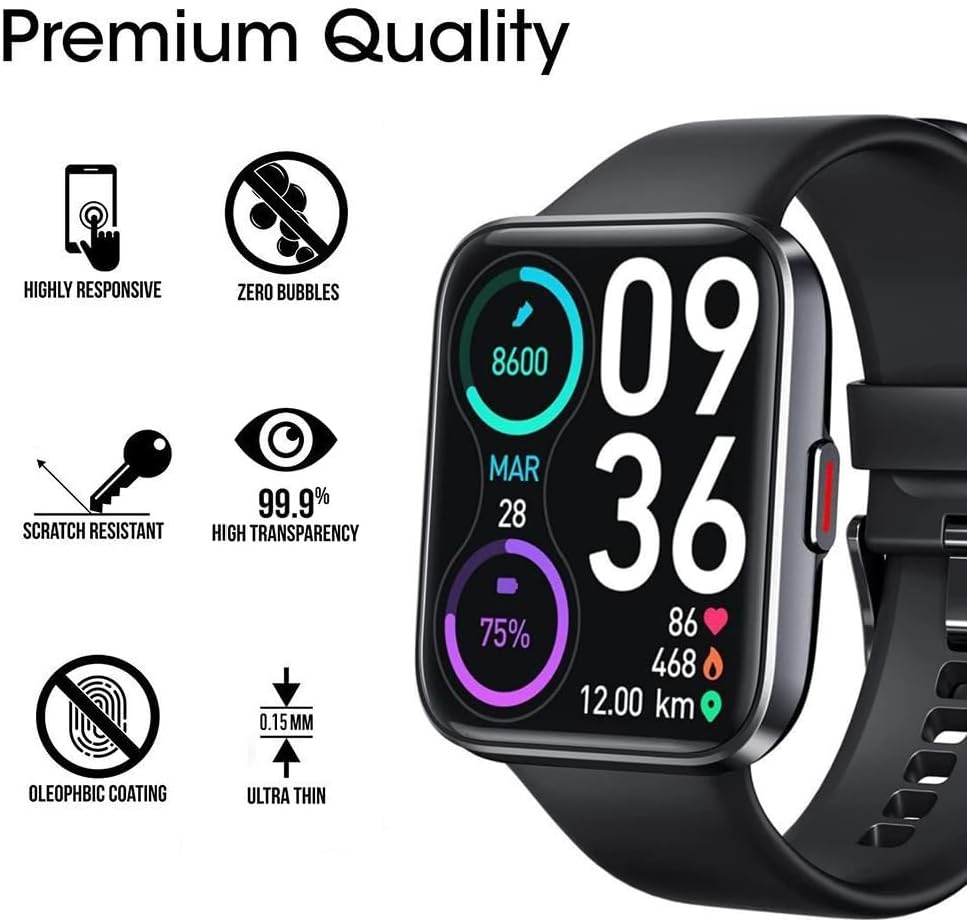 6 Pack ID208 Plus 1.8" Screen Protector Film Compatible with ENOMIR Smartwatch ID208Plus, Anti-Scratch Foils