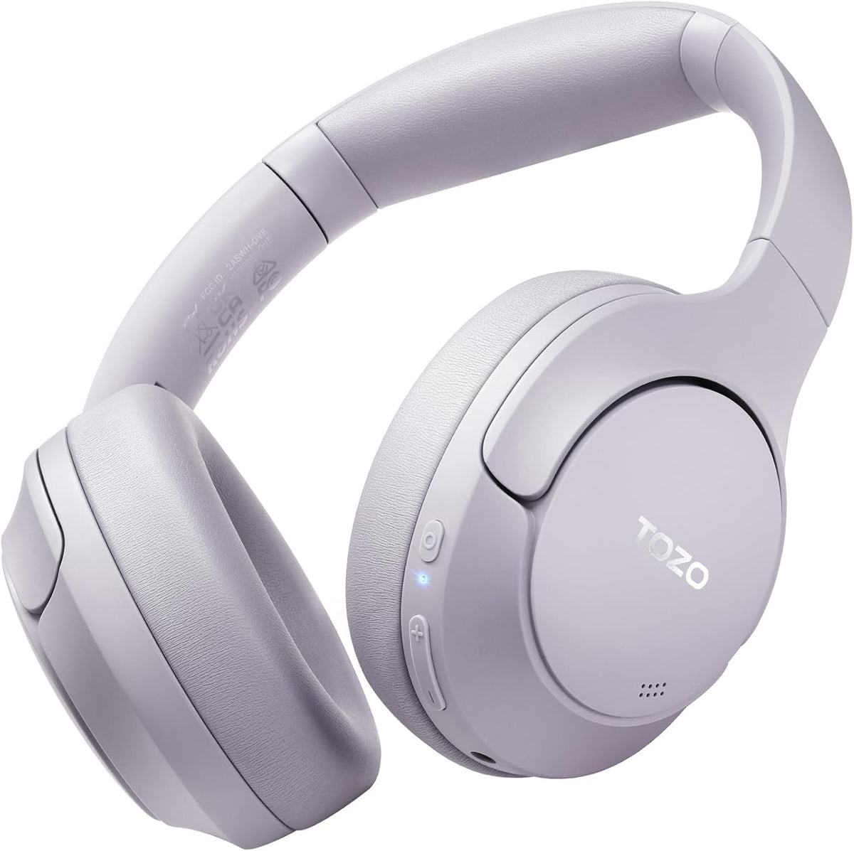 TOZO HT2 Hybrid Active Noise Cancelling Headphones, Wireless Over Ear Bluetooth Headset, 60H Playtime, Hi-Res Audio Custom EQ via App Deep Bass Comfort Fit Ear Cups, for Home Office Travel Purple