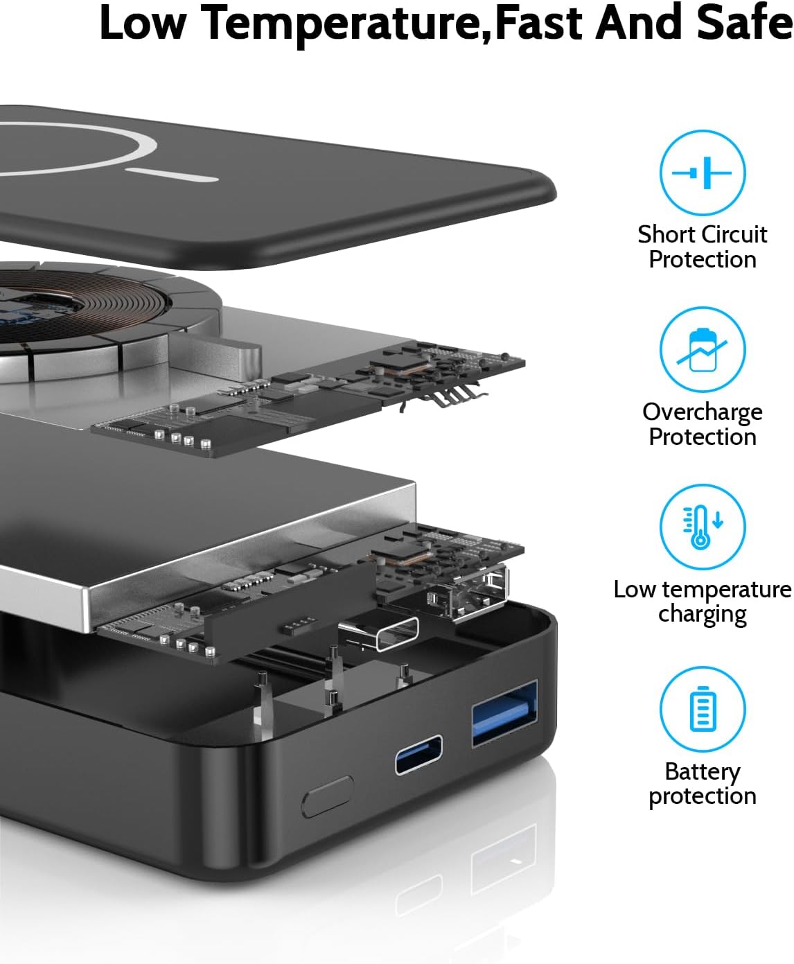 Magnetic Power Bank 26800mAh for Magsafe Portable Charger, Aluminum alloy casing Large Capacity 20W USB-C in&Out Wireless Fast Charging Battery Pack for iPhone16 Plus Pro Max/15/14/13/12 Series, Black