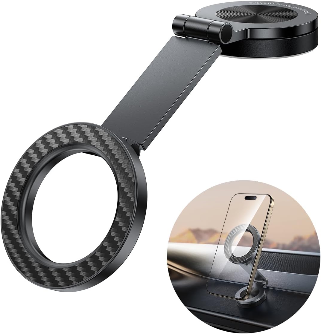 SYNCWIRE for MagSafe Car Mount - [360° Rotation] Magnetic Phone Holder for Car, Adjustable Metal Arm, Car Magnet Phone Mount for Dashboard, Car Accessories Fit iPhone 16 15 14 13 Pro Max &All Phones