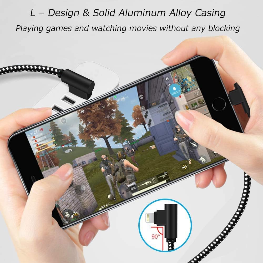 Made for The Game Connecting Cable, [3-Pack] 6ft Durable 90 Degree Fast Charging Cable for iPhone 12/Xs