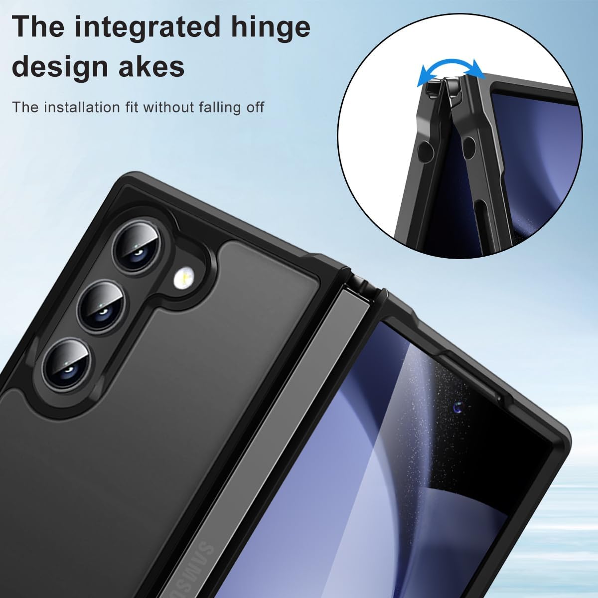 Samsung Galaxy Z Fold 6 Case, Black Thin Anti-Scratch PC with Camera Frame Protection, Shockproof Design