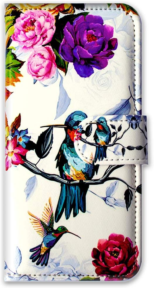 Case for Galaxy A71 5G, Hummingbird in Flowers Leather Flip Wallet Cover with Card Slot Holder Kickstand