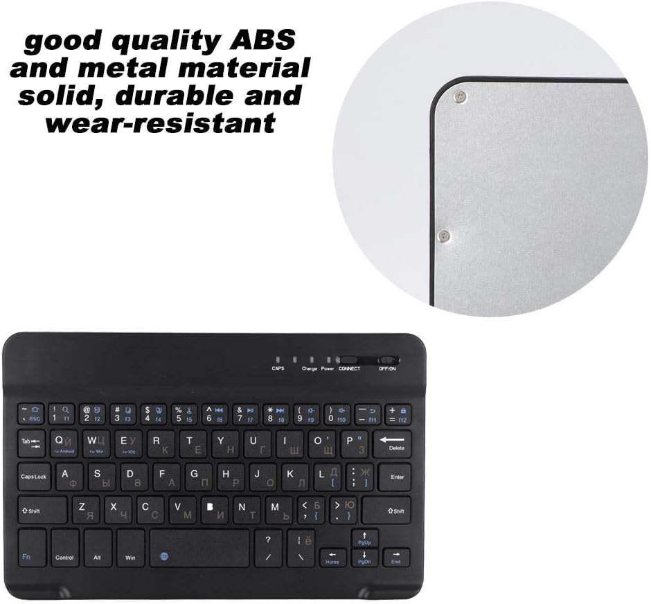 Thin 7 Inch Rechargeable Russian Keyboard, Bilingual Bluetooth for Android, Windows, iOS