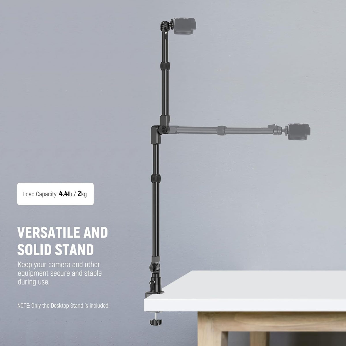 NEEWER 45.5" Overhead Camera Desk Stand, Aluminum 4 Section Magic Mic Boom Arm with C Clamp Mount Phone Holder, for Webcam LED Light Microphone Streaming Zoom Video Recording, Max Load 4.41lb, DS023
