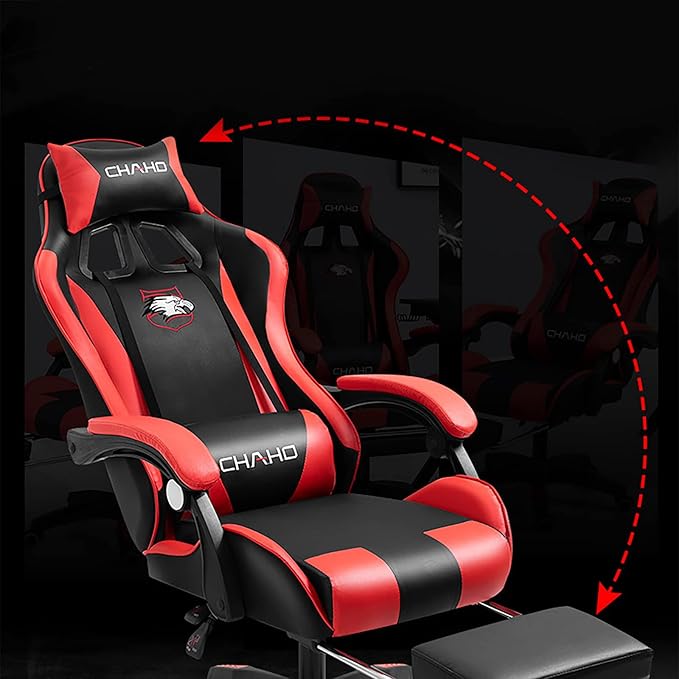 Gaming ChairGamer Chair for AdultsBig and Tall Gaming Chair 200lb CapacityGaming Chairs for TeensGaming Computer Chair with Headrest and Lumbar Support (RedV-Style)