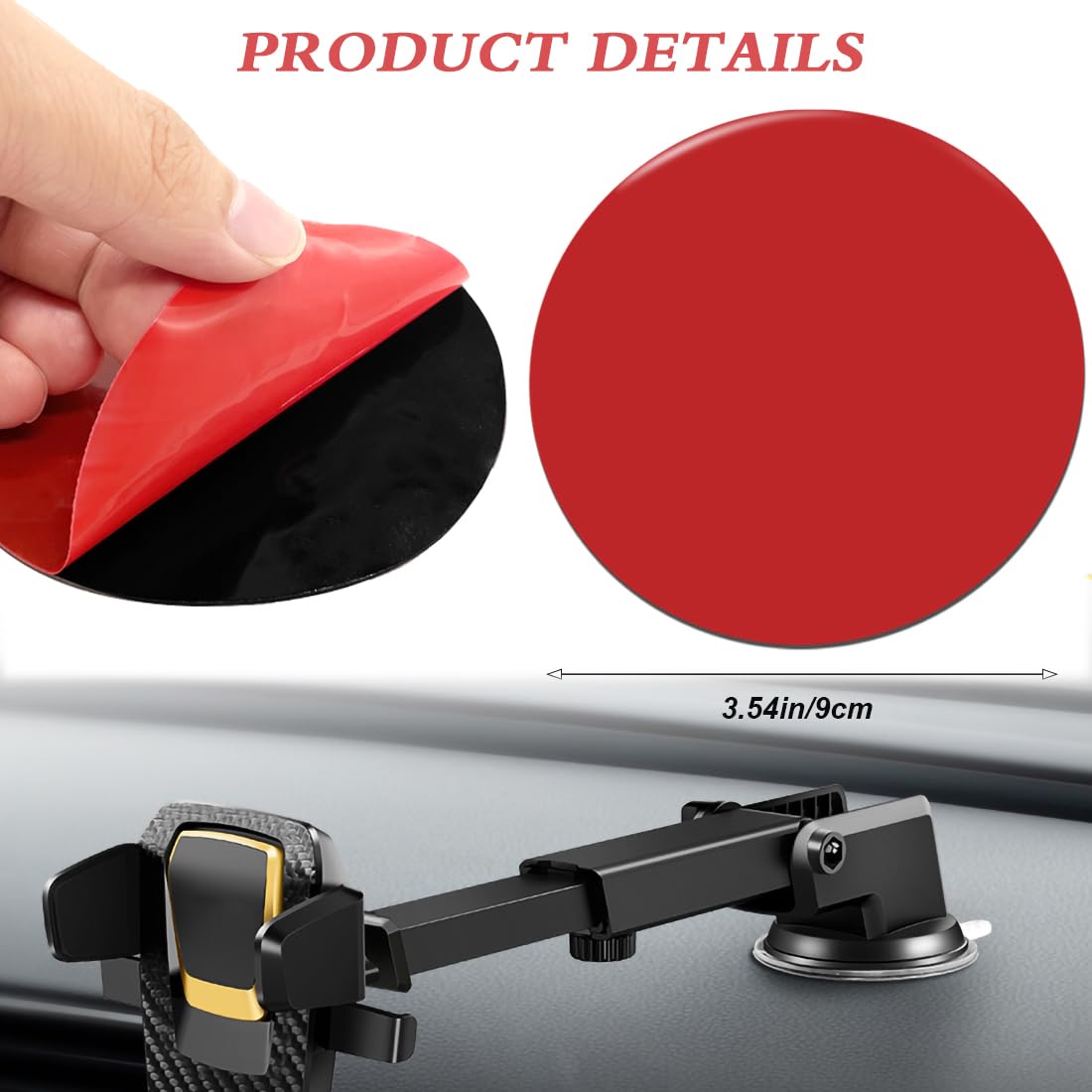 10 PCS Sticky Adhesive Pads Replacement Mounting Tape, 90mm Double-Sided Sticker Pads for Suction Cup Mounts and