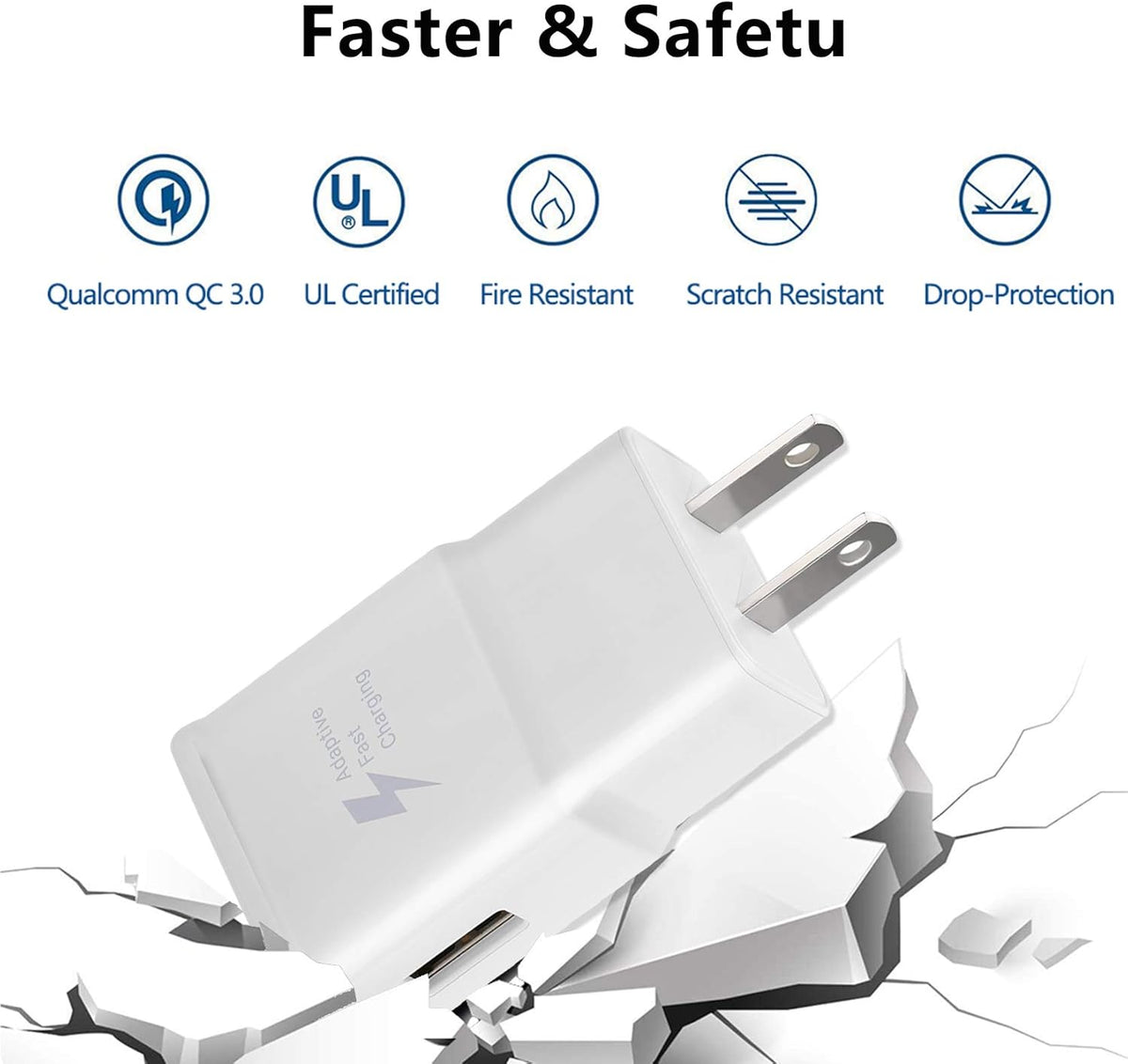 Adaptive Fast Charger Kit with USB Type C Cable?5 ft?, Fast Charging Wall Charger Block for Samsung Galaxy S21/S21