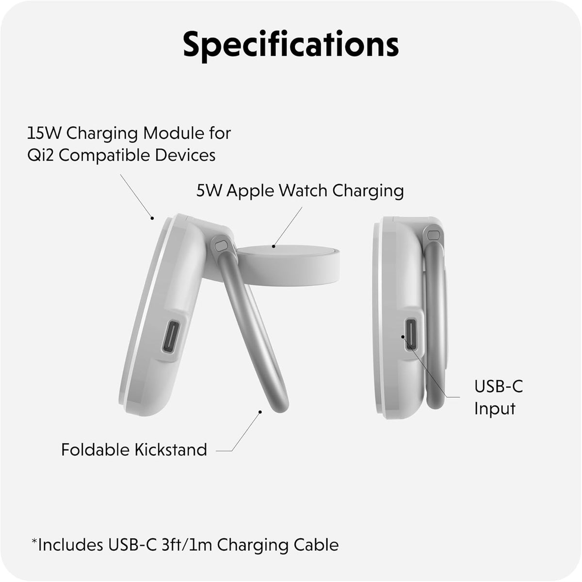 HyperJuice 2-in-1 Wireless Charger Qi2 Magnetic Stand — Fast Wireless Charger for iPhone, Apple Watch, & Qi Compatible Devices — Compact Adjustable 2 in 1 Charging Station Apple w/Built-in Kickstand