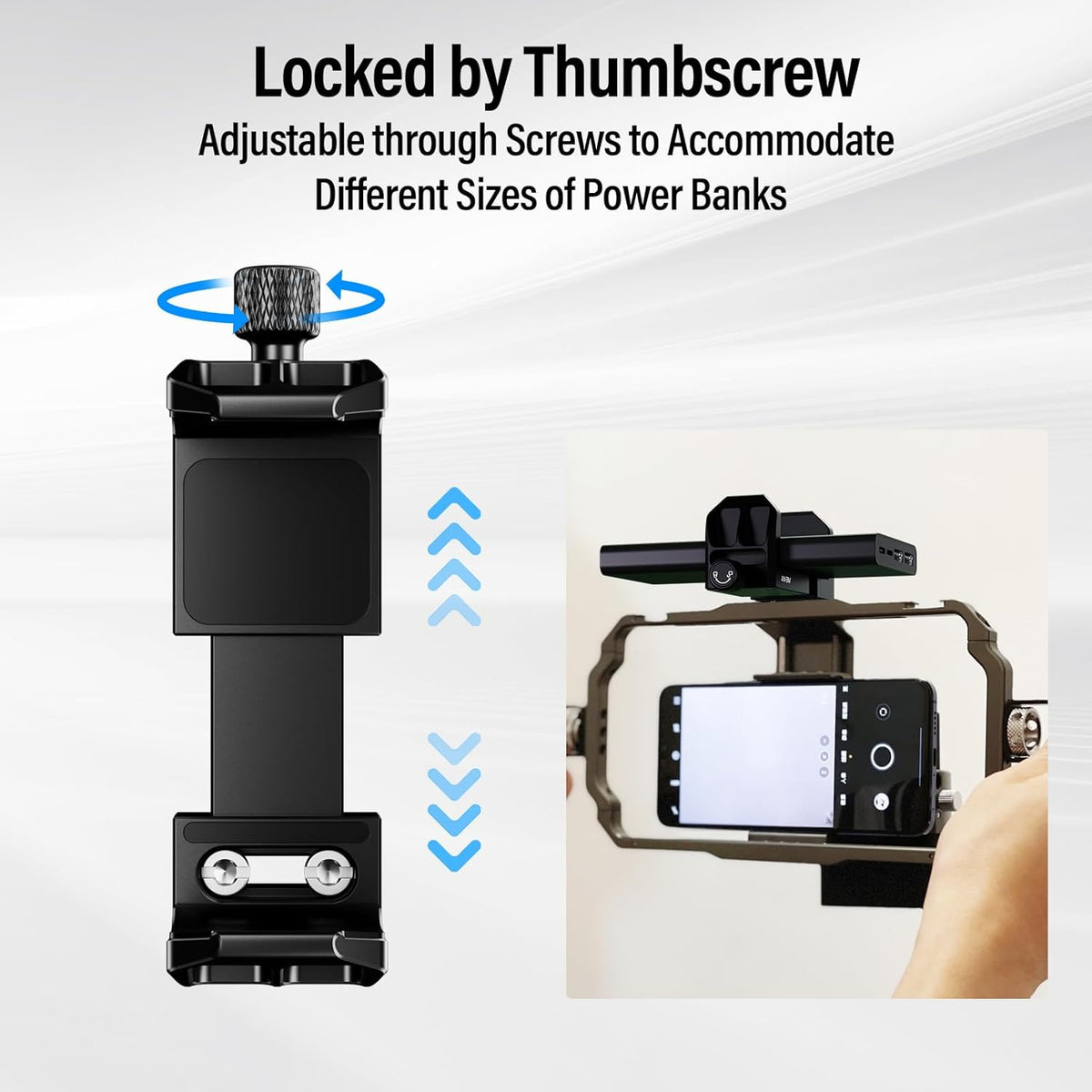 Sirui Universal Power Bank Holder, Aluminum Adjustable Clamp Mount for Camera, AM-BM