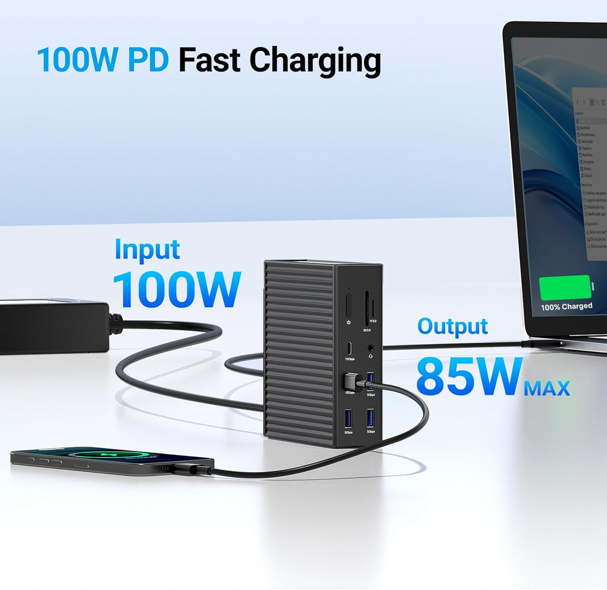 ACASIS USB C Docking Station Dual Monitor,16-in-1 Laptpop Docking Station with 2* HDMI,VGA,2.5G Ethernet,SD/TF,10Gbps USB-C 3.1,3.5mm Audio,PD100W,USBC Hub for MacBook/Dell/Lenovo/HP/ThinkPad (Black)