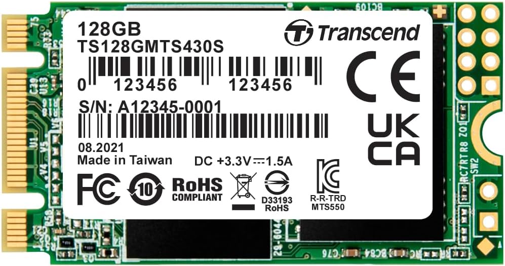 Transcend 128GB M.2 2242 SATA III SSD with Dram Cache, Up to 560MB/s, Compatible w/Ultrabook/Laptop/PC/Desktop, 3D TLC NAND Flash Internal Solid State Drive, LDPC Error Correction, SLC Cache, B+M Key