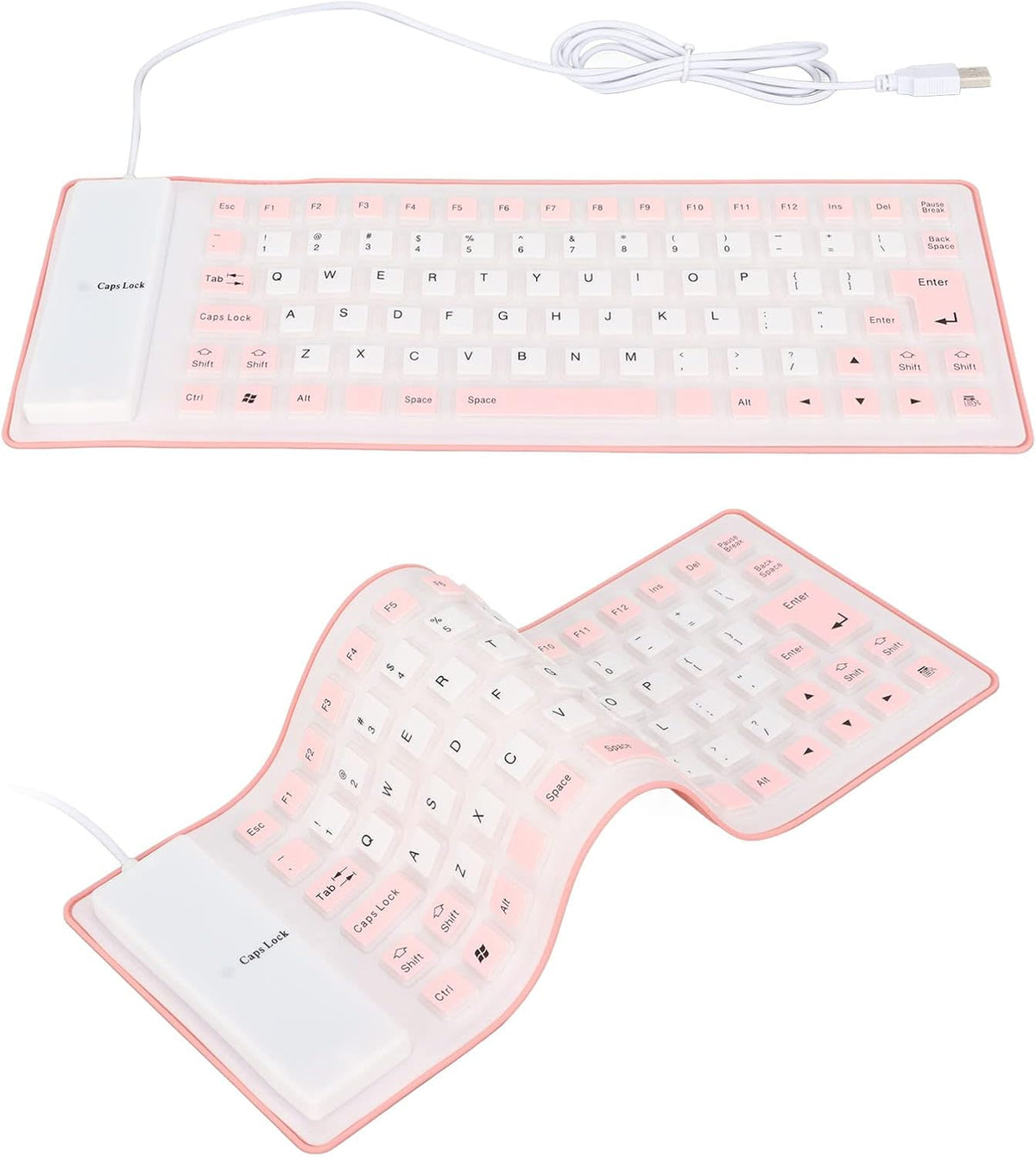 Silicone Keyboard, Foldable Flexible USB Wired Gaming Keyboard, 85 Keys, Fully Sealed Design, Waterproof, Dustproof