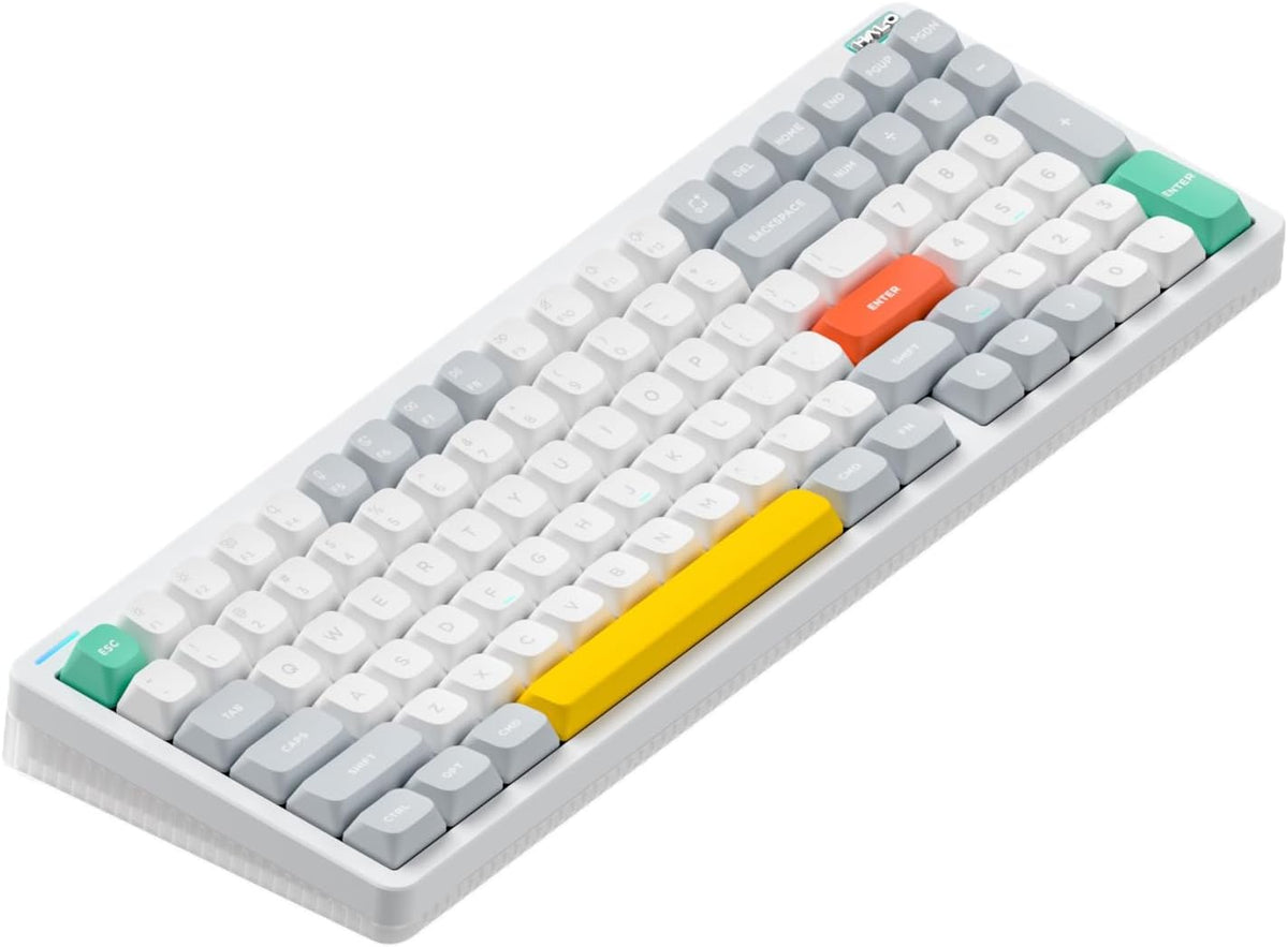 nuphy Halo96 V2 Wireless Mechanical Gaming Keyboard, 96% Hot Swappable, 99 Keys RGB Backlit, Bluetooth/USB-C/2.4GHz, Lemon Switches (55gf), White