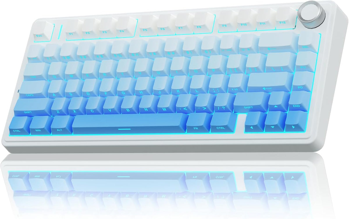 AULA F75 Pro Wireless Mechanical Keyboard,75% Hot Swappable Custom Keyboard,RGB Backlit,Pre-lubed Linear Switches,Side Printed PBT Keycaps Mechanical Gaming Keyboards,Gradient Blue
