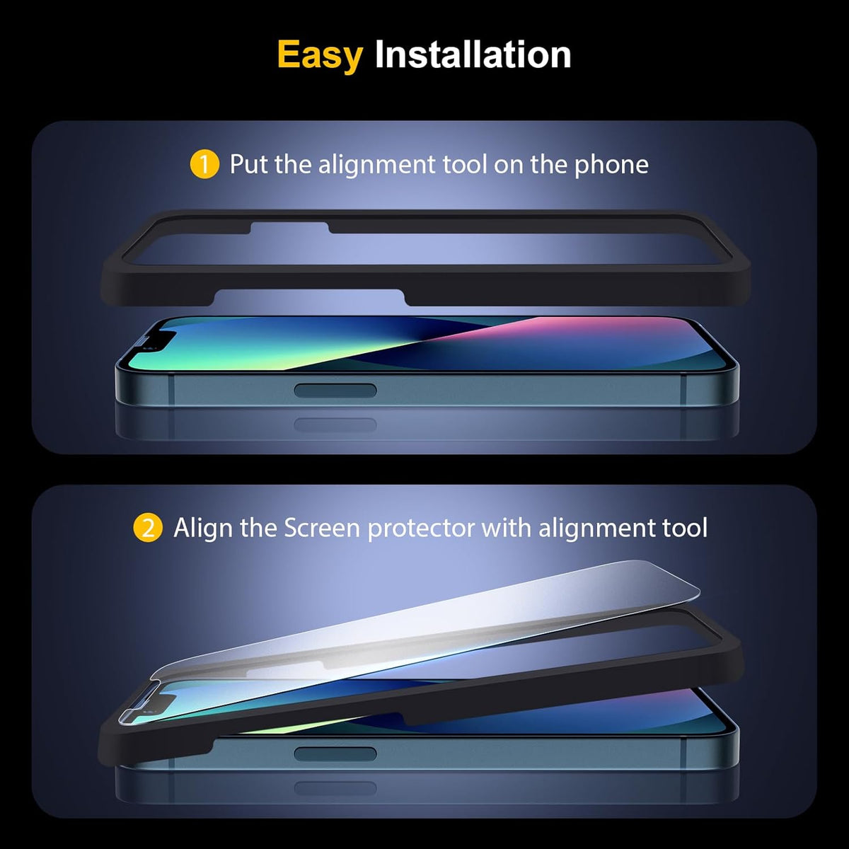[2+2 Pack] Matte Glass Screen Protector for iPhone 13 + Camera Lens Protector, Anti-Glare, 9H Tempered Glass