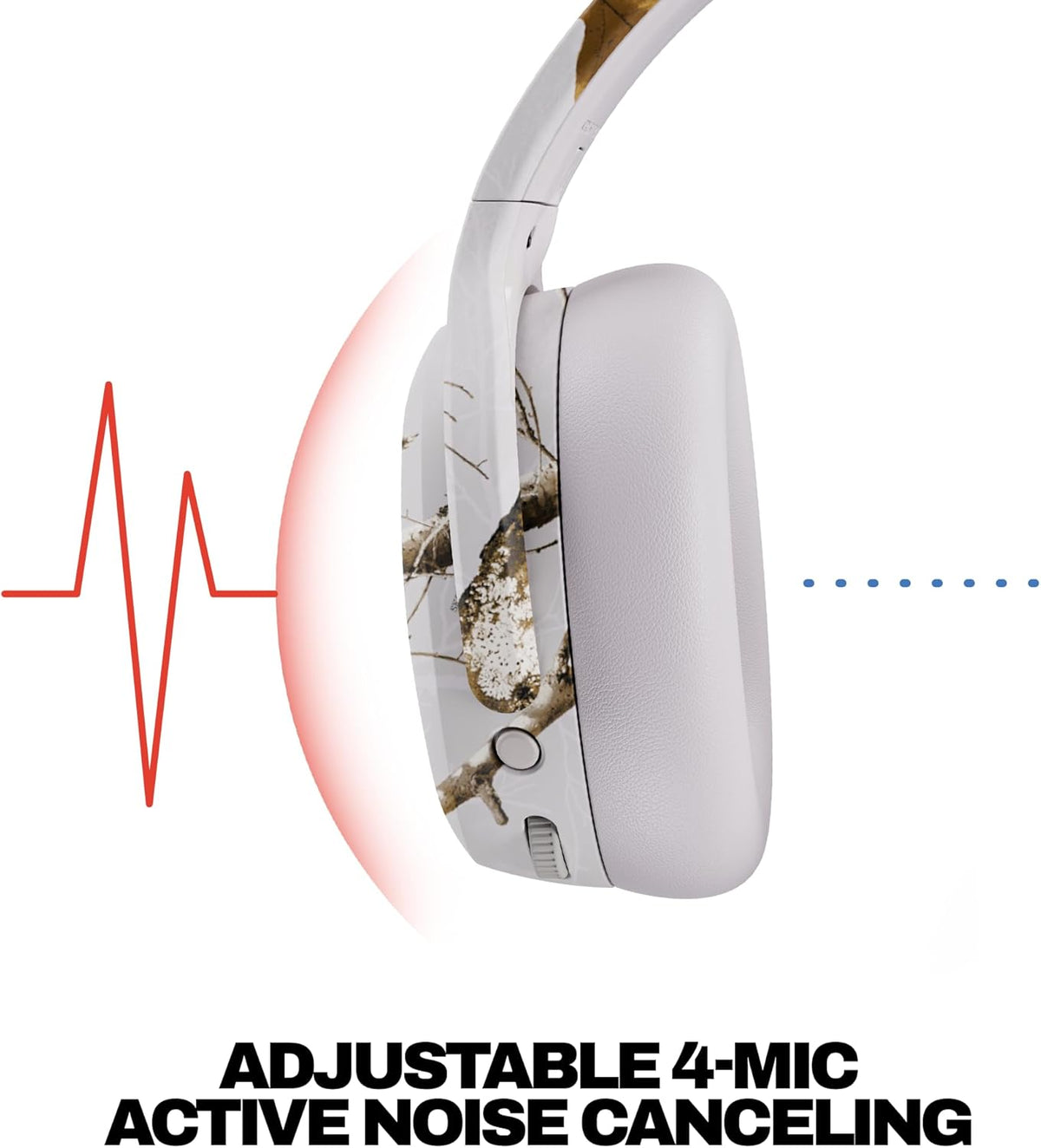 Skullcandy Crusher ANC 2 Wireless Over-Ear Bluetooth Headphones with Multi-Sensory Bass, Active Noise Cancelling, Up to 60 Hours Battery, Microphone for iPhone Android - Realtree Edge Colors White
