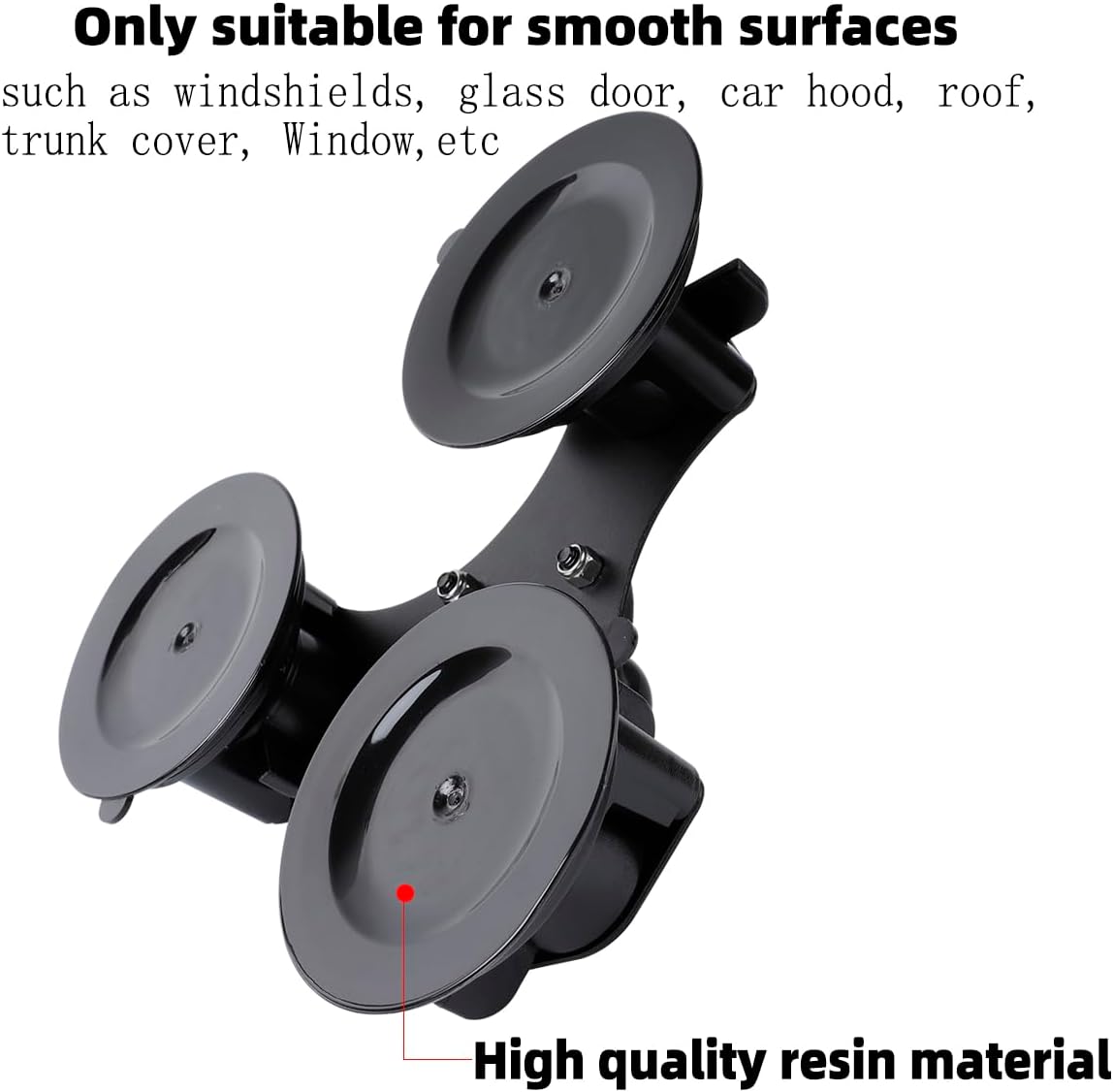Triple Suction Cup Car Base Mount with 25mm/1" Ball for Ball Phone Mount, Compatible with RAM Mounts