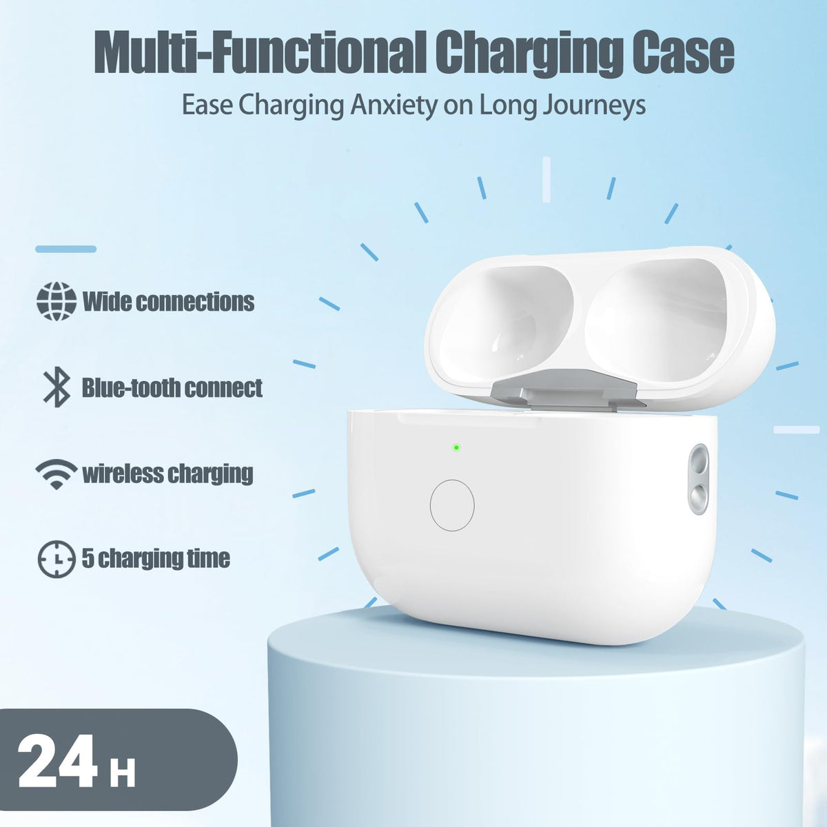 Wireless Charging Case for AirPod Pro 1 /2nd Gen Only with Bluetooth Button, Wireless Charger CaseCompatible with AirPods Pro 1st and Pro 2nd Case