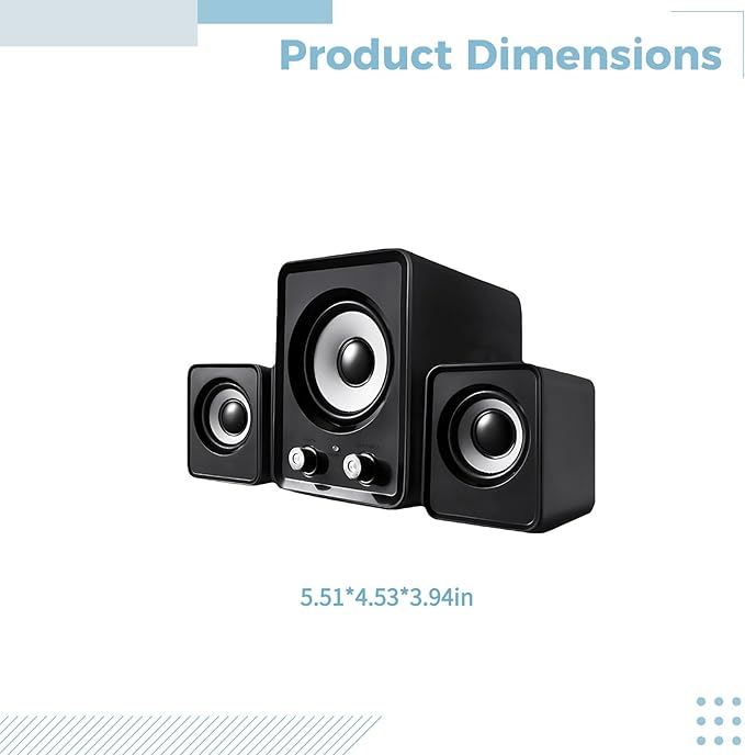 Wired Usb Computer Speaker With 360° Sound Volume Control Compact Design For Pc Laptop And Mp3 Devices