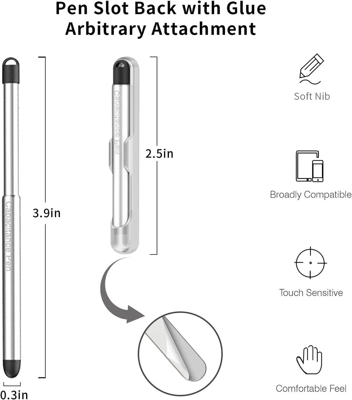 Stylus Pens with Pen Slot for Touch Screens, High Precision Capacitive Universal Stylus for iPad iPhone Tablets Samsung Galaxy All Touch Screen Devices (Black)