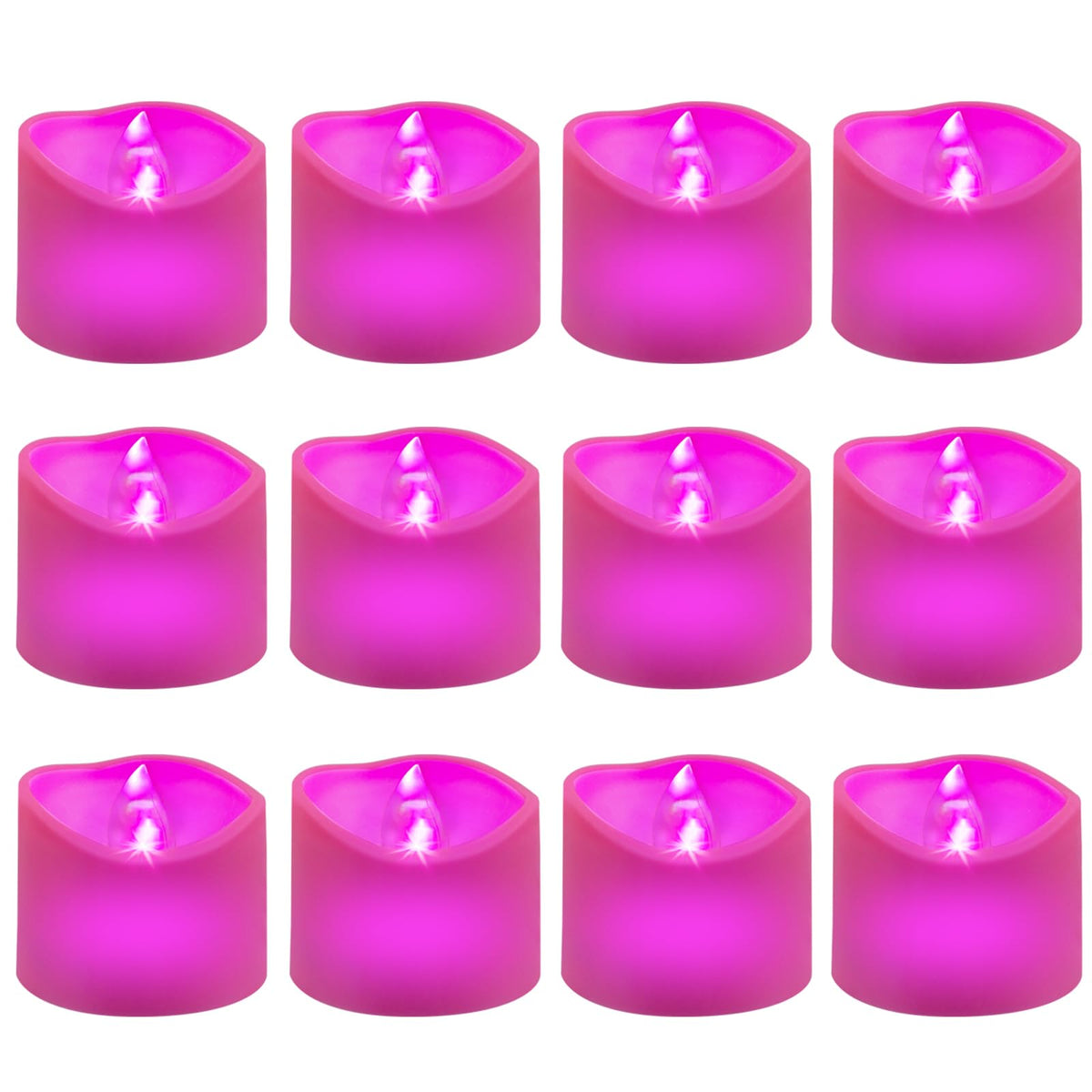 Windshell Pink Flickering Flame Led Tealight Candles With Auto 6H Timer (No Remote), Battery Operated Flameless Tea Lights, For