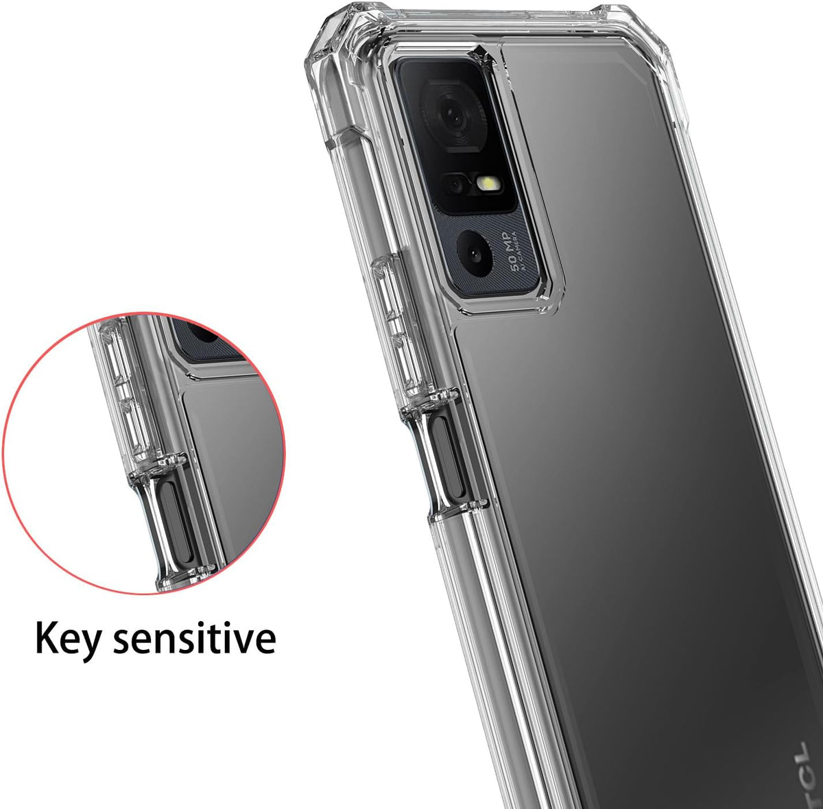 for TCL 40 XL Case, Crystal Clear Full-Body Rugged Hybrid Bumper Shockproof Protective Phone Case with Tempered Glass