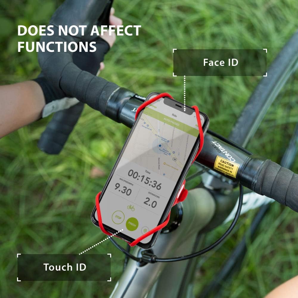 BONE Bike Tie Pro 3, Bike Cell Phone Mount for Stem, Scratch-Free Silicone Holder with Shock-Absorbing Design, Universal Cycling Phone Holder Compatible with Most Smartphones (Gray - Stem)