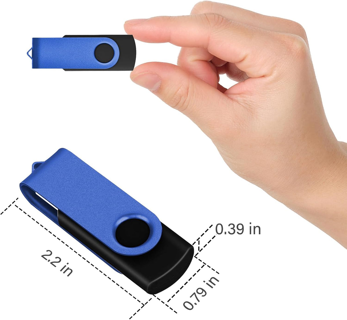 EASTBULL Flash Drive Bulk 8GB USB 100 Pack with Lanyards USB 2.0 Thumb Drive Bulk Memory Stick Swivel Pen Drive for Storage and Backup(8GB 100Pack, Mixed Color)
