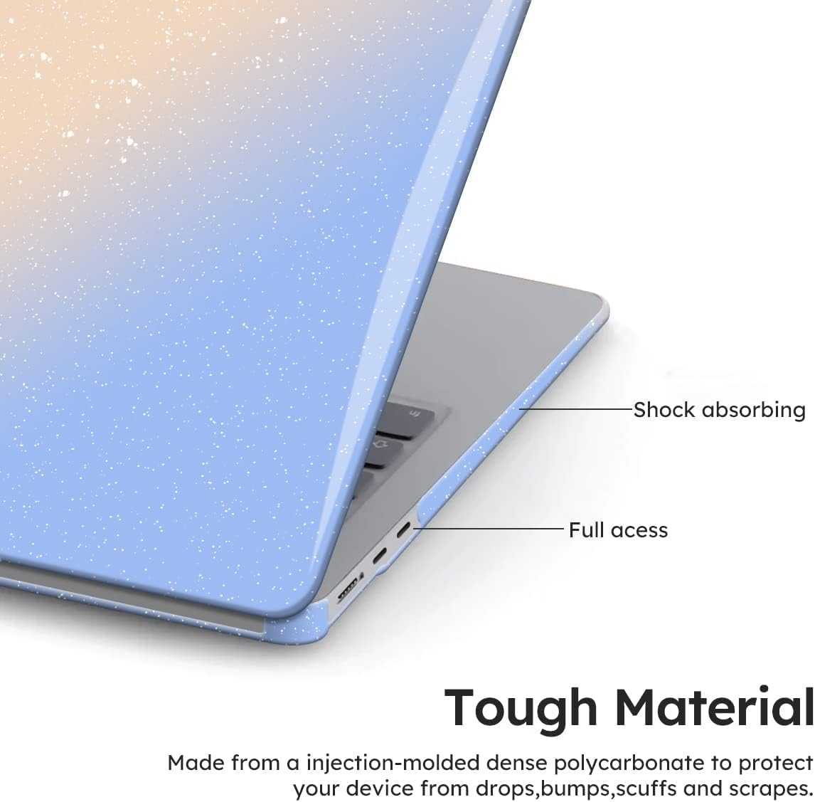 iCasso for MacBook Air 13 inch Case 2025 2024-2022 Release M4 A3240 M3 A3113 A2681 M2 with Liquid Retina Display, Hard Plastic Shell for Mac Air 13.6, Keyboard Cover&Screen Protector, Glitter Gradient