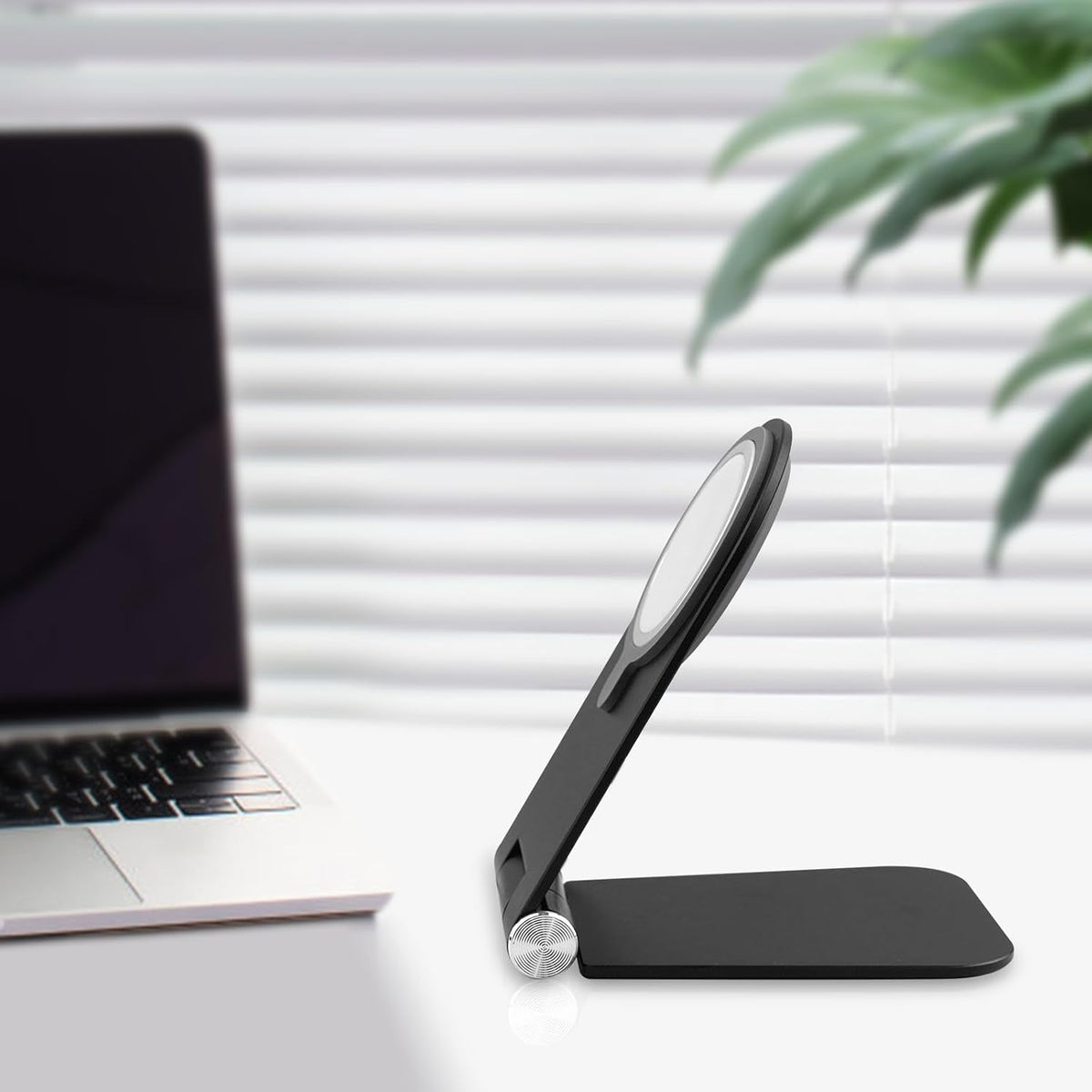 Foldable Phone Stand for MagSafe Charger, Adjustable Angle Aluminum Desk Holder Compatible with MagSafe for iPhone 15