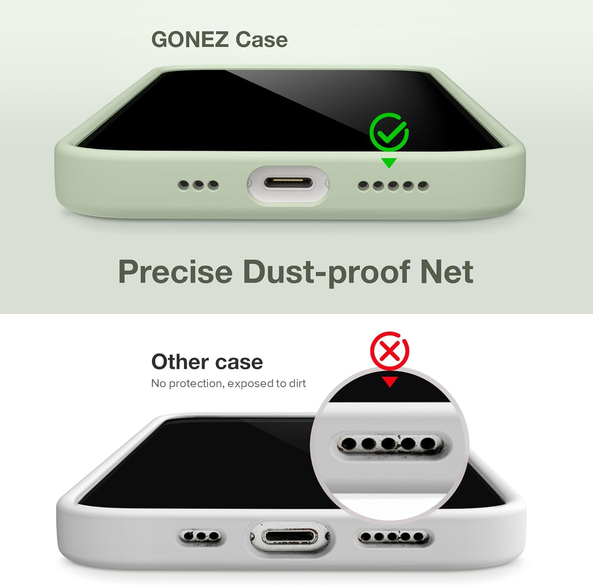 GONEZ Silicone Case for iPhone 14 with 2X Screen Protector & 2X Camera Lens Protector, Liquid Shockproof Cover, Pastel