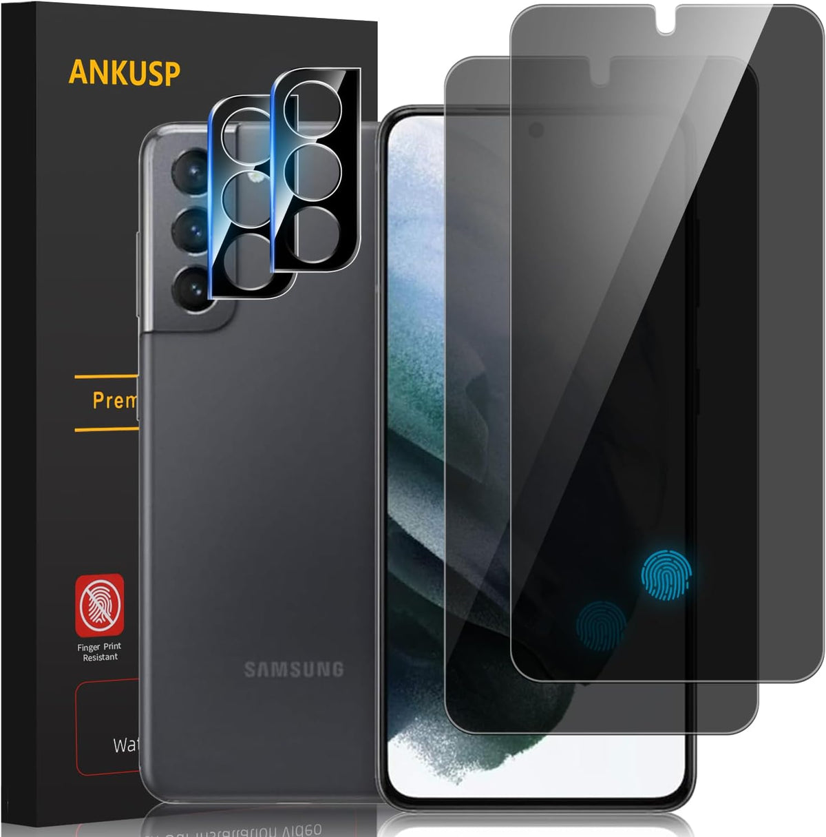 [2+2 Pack] S22 Plus Privacy Glass Screen Protector with Camera Lens Protector, Anti-Spy Tempered Glass for Samsung