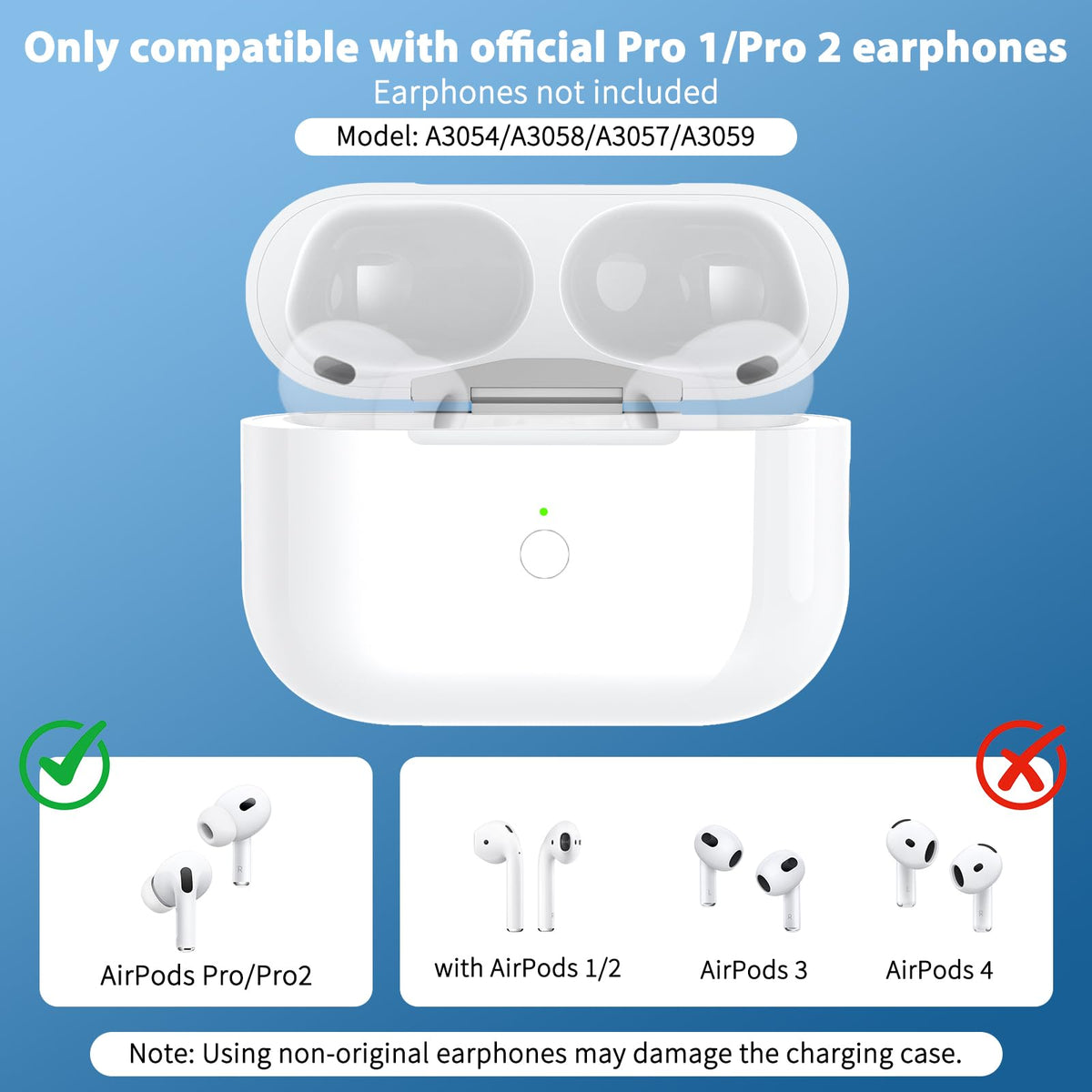 Wireless Charging Case Replacement Compatible with AirPod Pro 2nd & 1st Generation, AirPod Pro 2 1 Case with Bluetooth Pairing Sync Button,USB-C