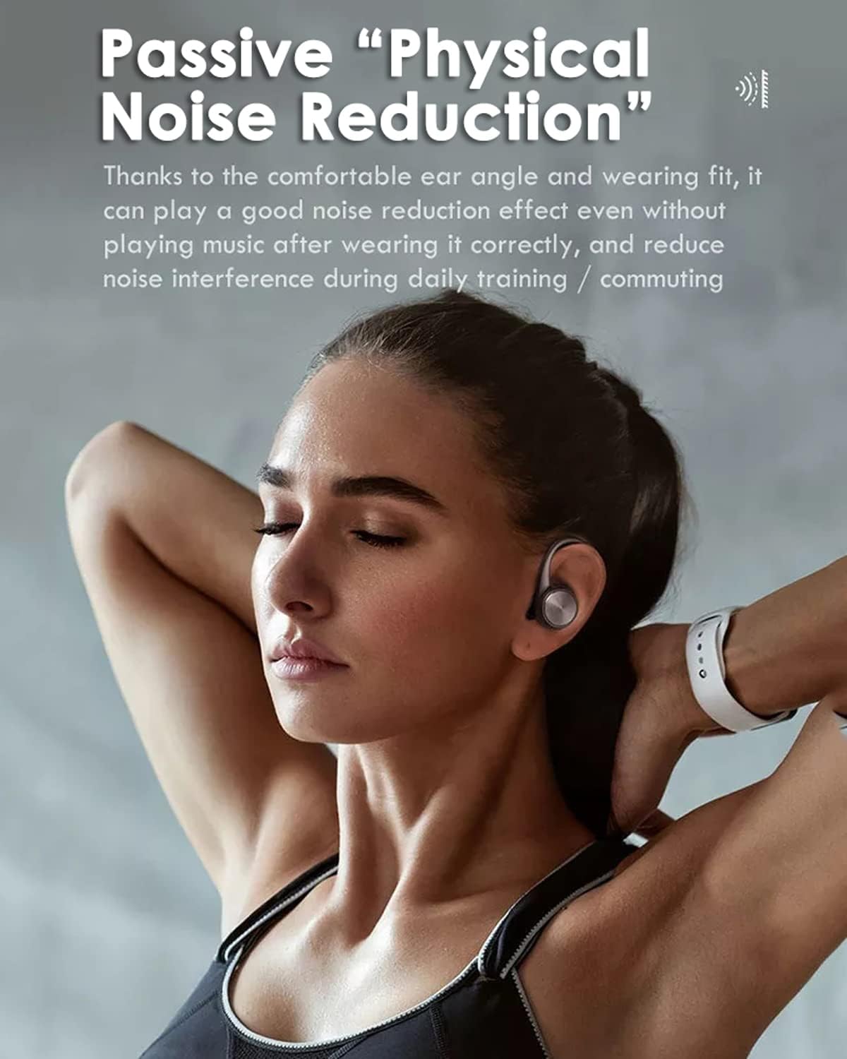 Wireless Earbuds with Earhooks, Bluetooth Sport Waterproof Headphones with Noise Cancelling and Microphone