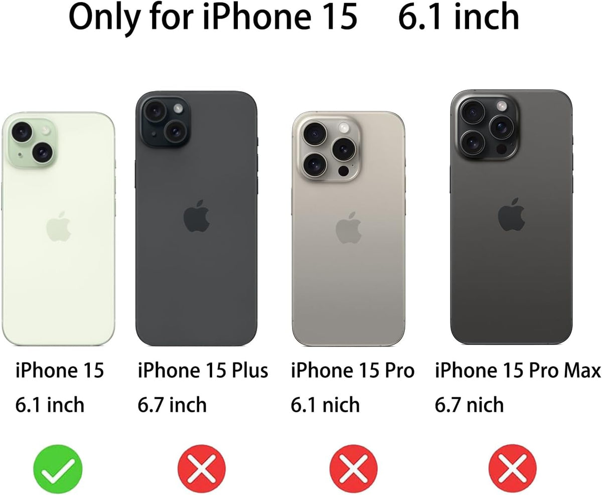 2 Pack 360 Degree Anti-glare Privacy Tempered Glass for iPhone 15, Anti-Spy Matte Screen Protector Film, 6.1 inch