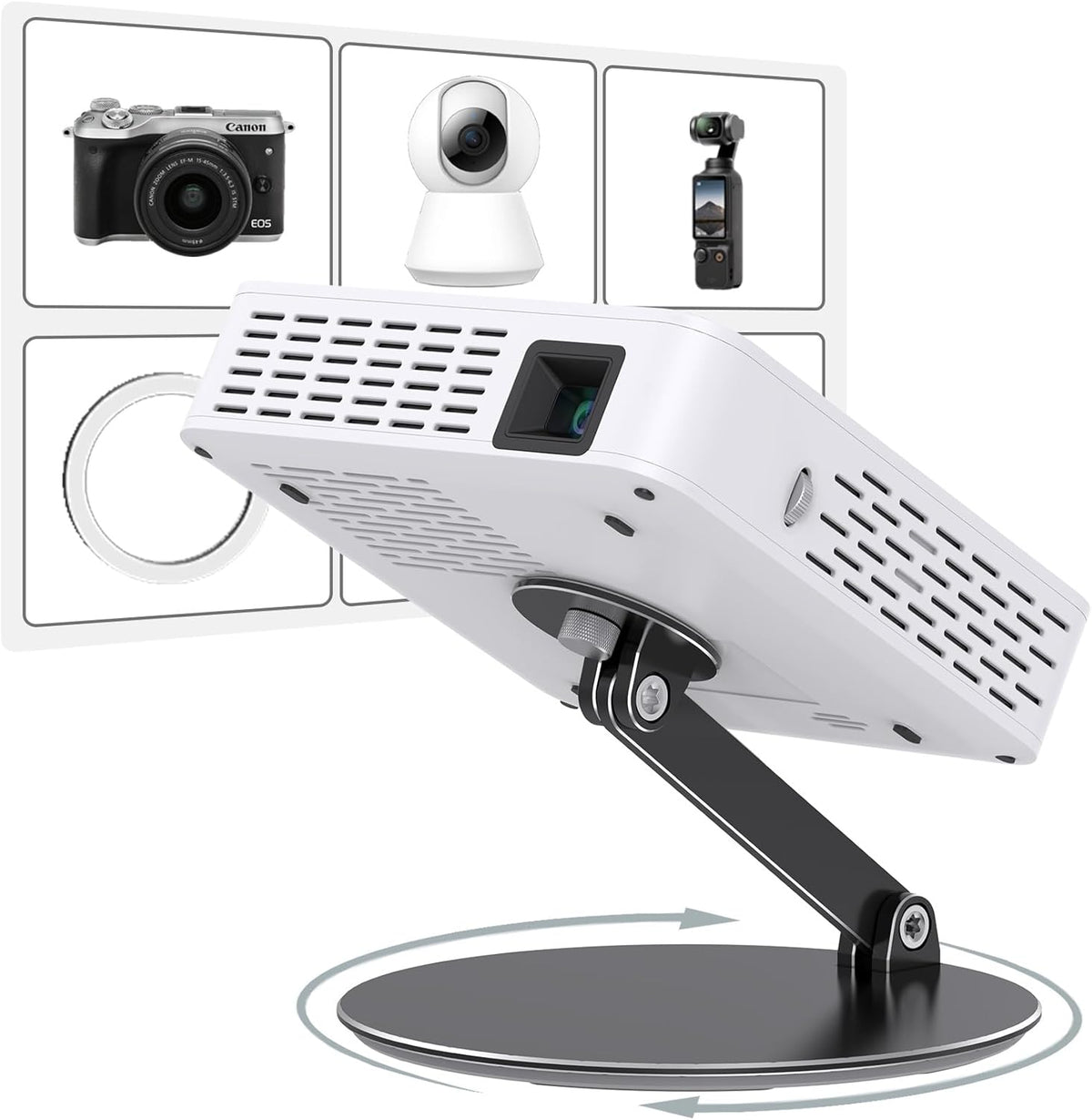 HISUNSING -Inch 360 Foldable Projector Stand, Universal Projector Mount with Screw, Rotation & Height Adjustable