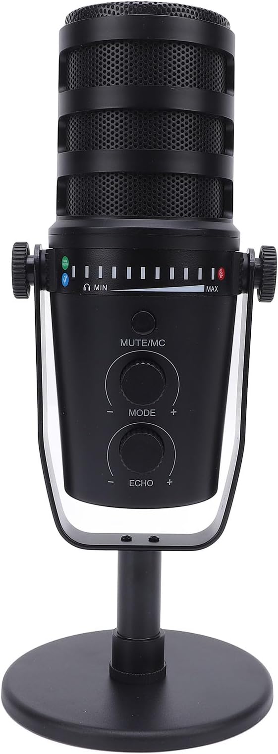 Akozon Professional Dynamic Microphone USB XLR Cardioid Mic Stand for Live Recording Karaoke Gaming