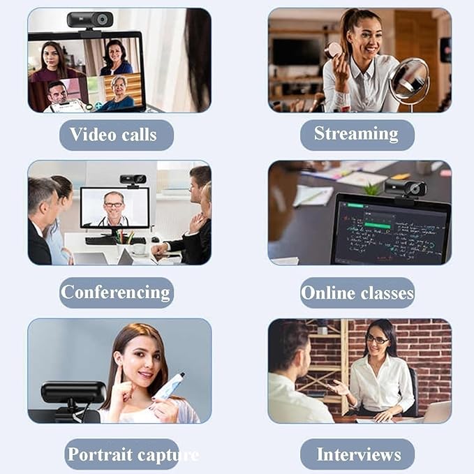 GIZNXBA Webcam 2K Built-in Microphone/Privacy Cover Plug and Play USB Computer Camera High-Precision Autofocus Streaming Webcam for Desktop Computer/PC for Laptop