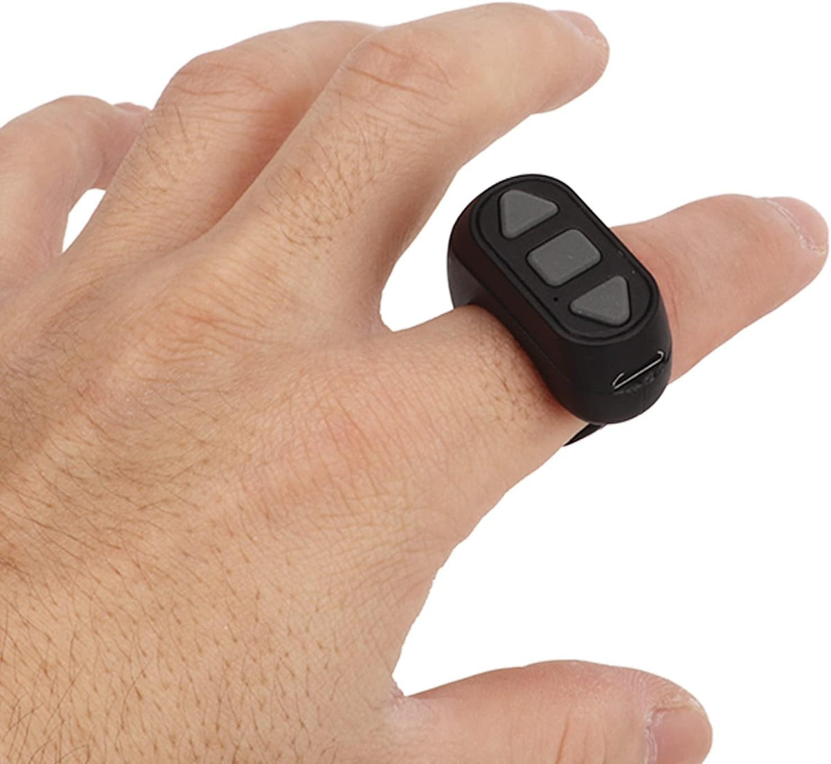 Bluetooth Remote Control Page Turner, Phone Remote Control Ring for iOS, Android, Click Like Selfie Device (Black)