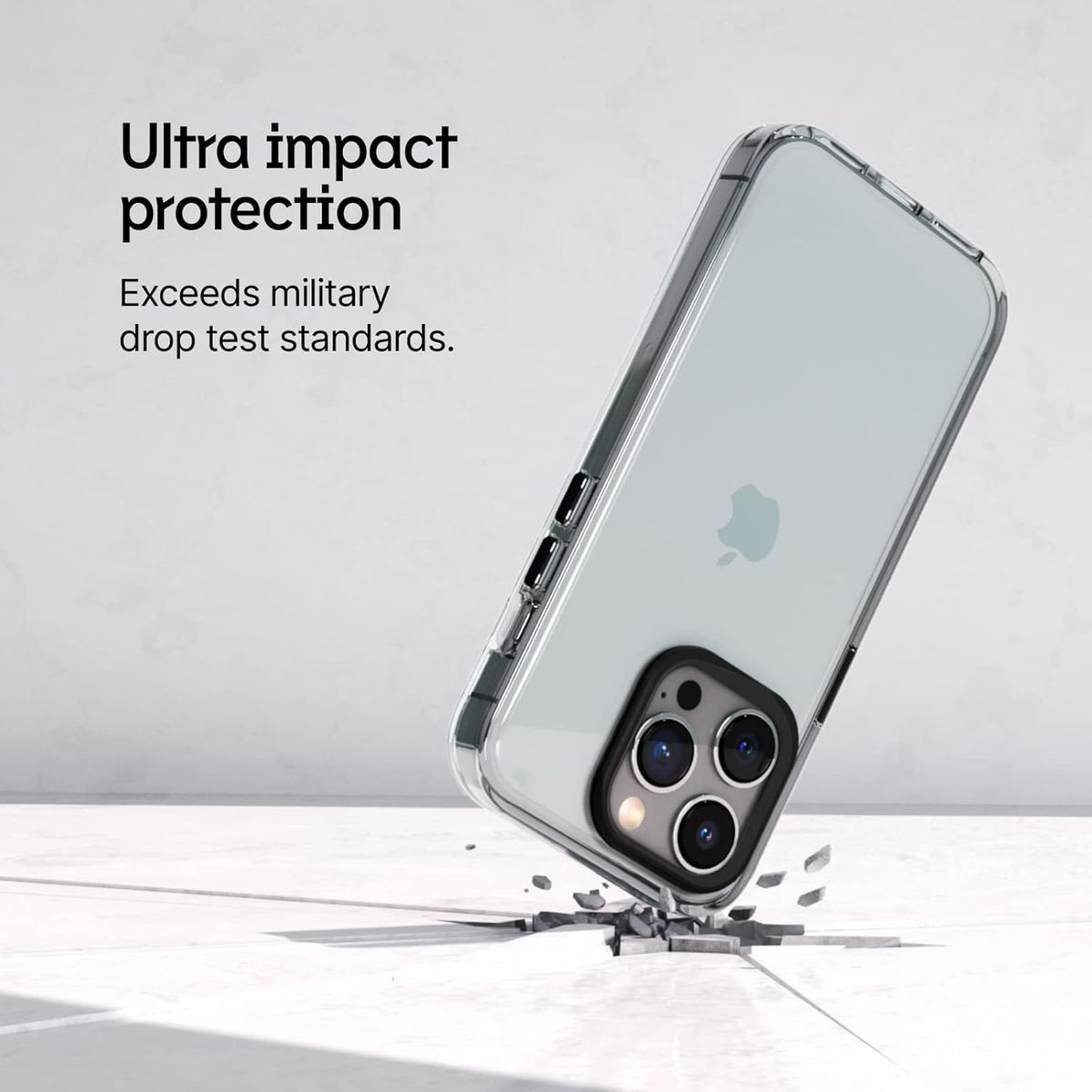 RhinoShield Crystal Clear Case for iPhone 13 Pro Max, Advanced Yellowing Resistance, High Transparency, Black Ring