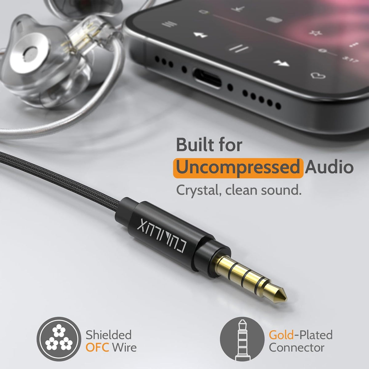 Cubilux Headphone Splitter with Volume Control, 3.5mm Dual Earphones Connector, 1/8 Double Audio Jack Adapter for 2 People, Music Share Adapter for Plane, Train Travel