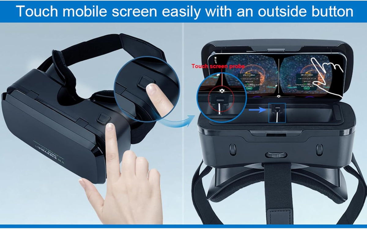 Cell Phone VR Headset, Virtual Reality Glasses for TV Movies, Compatible with iOS, Android, 4.7” to 7.3” Screens