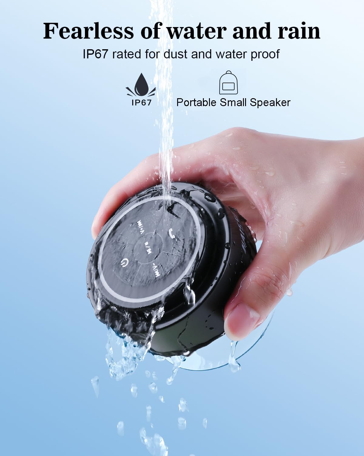 Shower Speaker Bluetooth Waterproof, Portable IP67 Wireless Speaker for Pool, Floating Bathroom Speaker with Suction