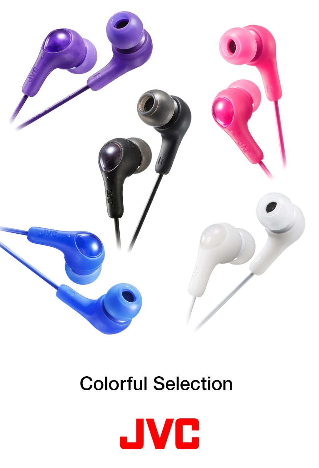 JVC Gumy in Ear Earbud Headphones, Powerful Sound, Comfortable and Secure Fit, Silicone Ear Pieces S/M/L - HAFX7A (Blue) One Size, 1 Count (Pack of 1)