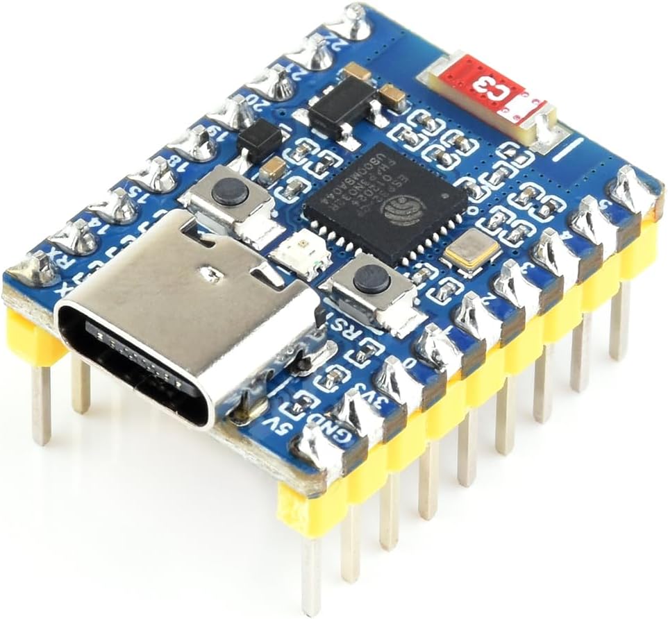 ESP32-C6 Mini Development Board, Pre-Soldered Header, Based on ESP32-C6FH4 Dual Processors, 160MHz, 2.4GHz WiFi 6 &