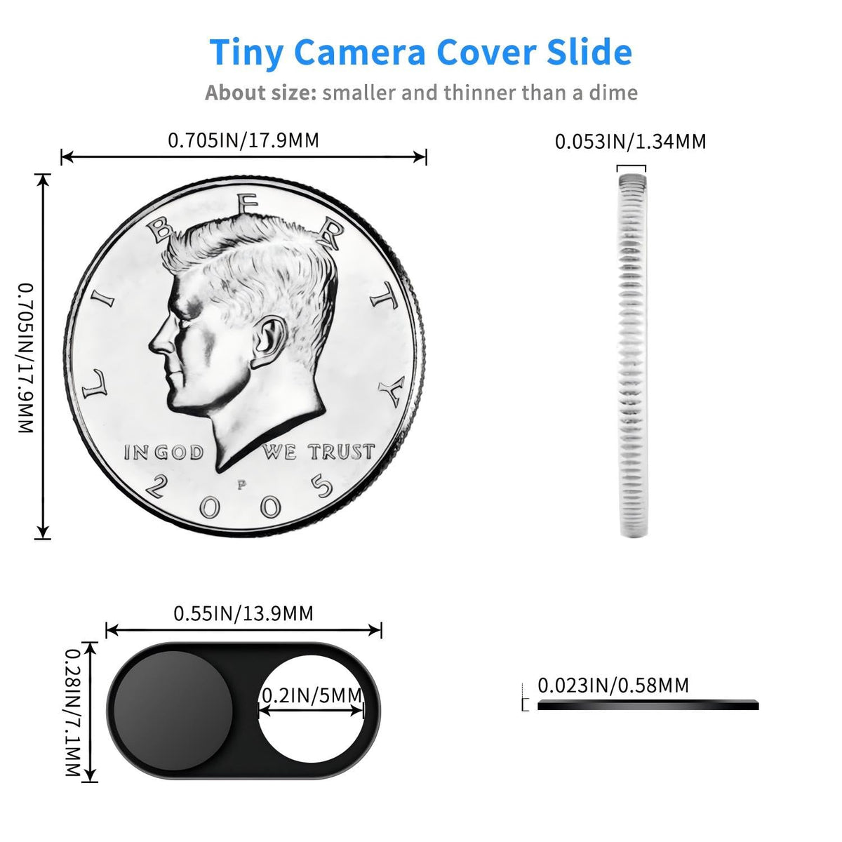 JiSiTeCai Metal Webcam Cover Slide[4 Pack Black], 0.022in Camera Cover for Laptop Computer, MacBook Pro/Air iMac iPad Tablet iPhone 8/7/6 Plus, Web