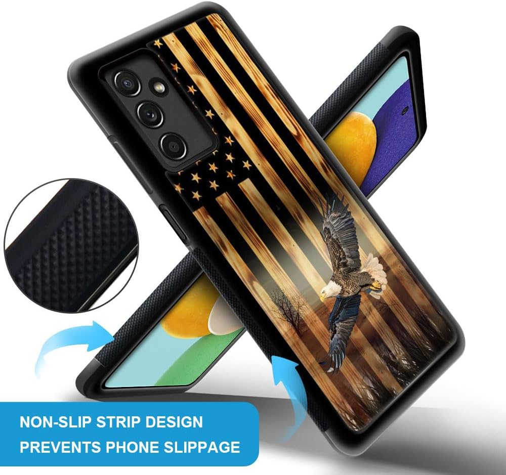 DAIZAG Samsung Galaxy A13 5G Case Compatible, Flying Eagle American Wood Grain Flag, Shockproof Anti-Scratch Protection