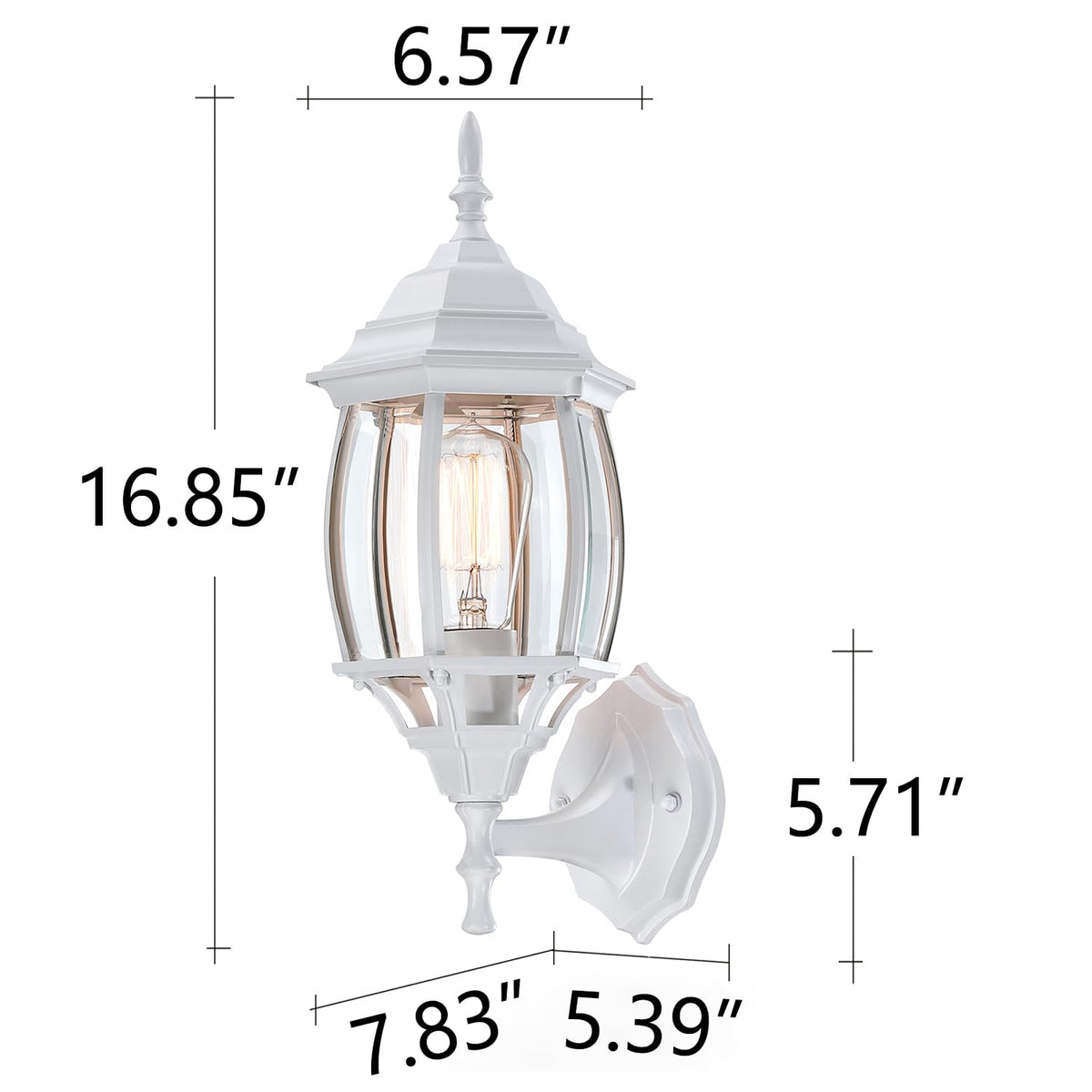 Faymart lighting 2 Pack White Porch Light - Outdoor Wall Sconce 16.8in White Outdoor Light Fixture for House Garage Metal and Glass Exterior Wall