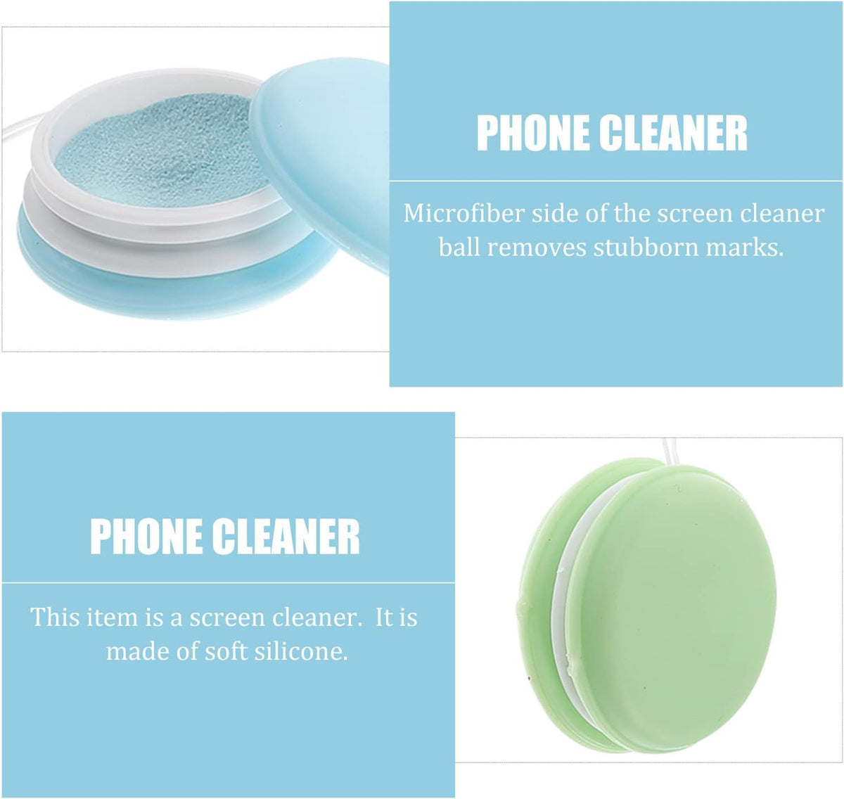 NUOBESTY 12 Pcs Macaron Phone Screen Cleaner Wipes, Decorative Pendant Lanyards, Random Color